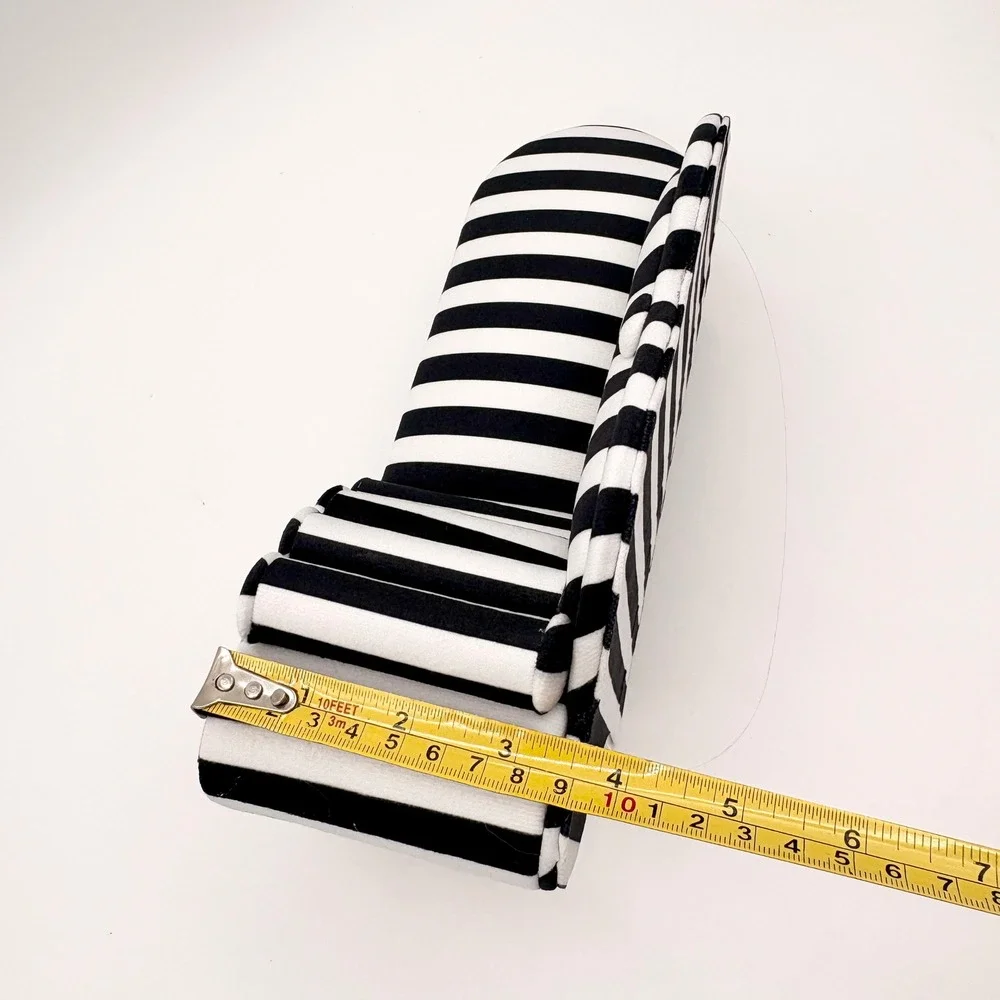 KOT Black White Striped Chaise Lounge Sofa Jewelry Box Mirror Ring Organizer